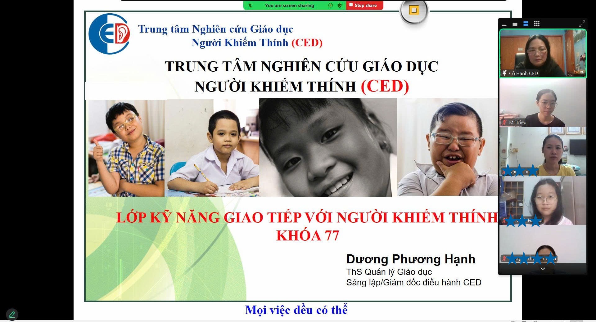 TẬP HUẤN: KHAI GIẢNG LỚP KỸ NĂNG GIAO TIẾP VỚI NGƯỜI KHIẾM THÍNH KHÓA 77