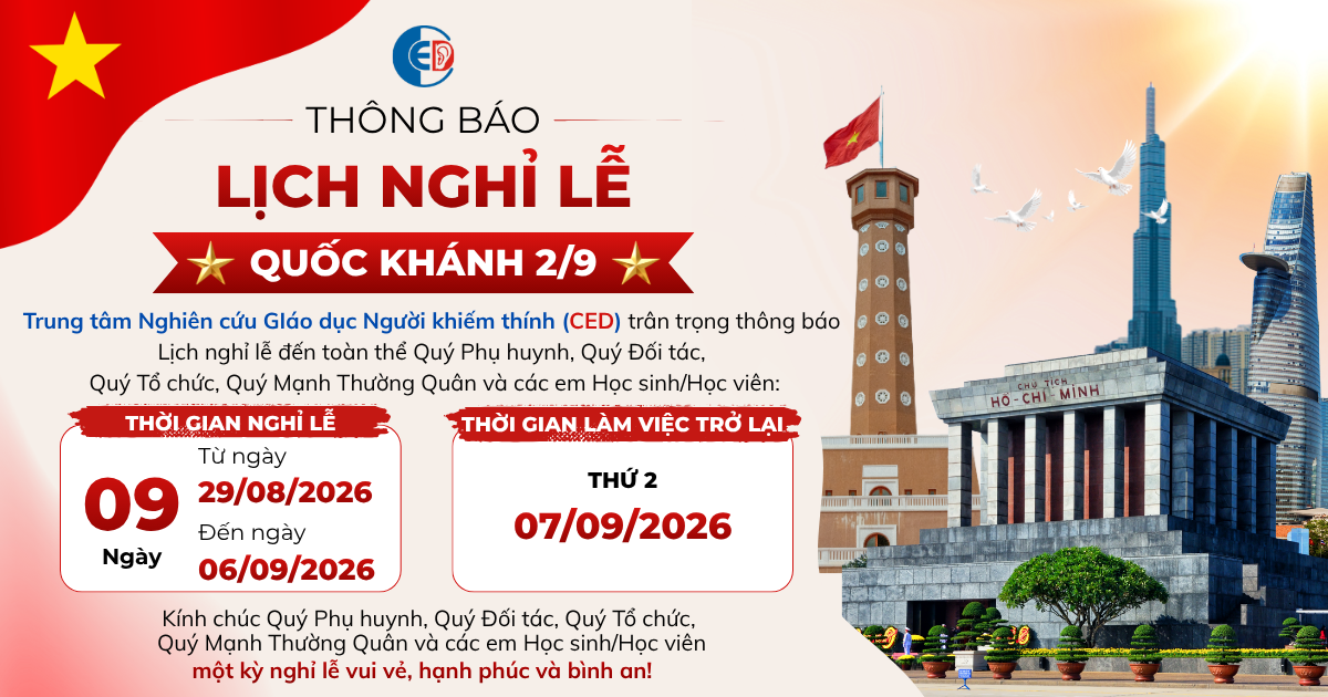 THÔNG BÁO LỊCH NGHỈ LỄ QUỐC KHÁNH 02/09/2026